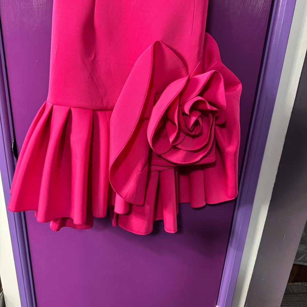 Sierra Darien Hot Pink Strapless Mermaid Dress Rosette Detail Cocktail Party - Picture 4 of 8